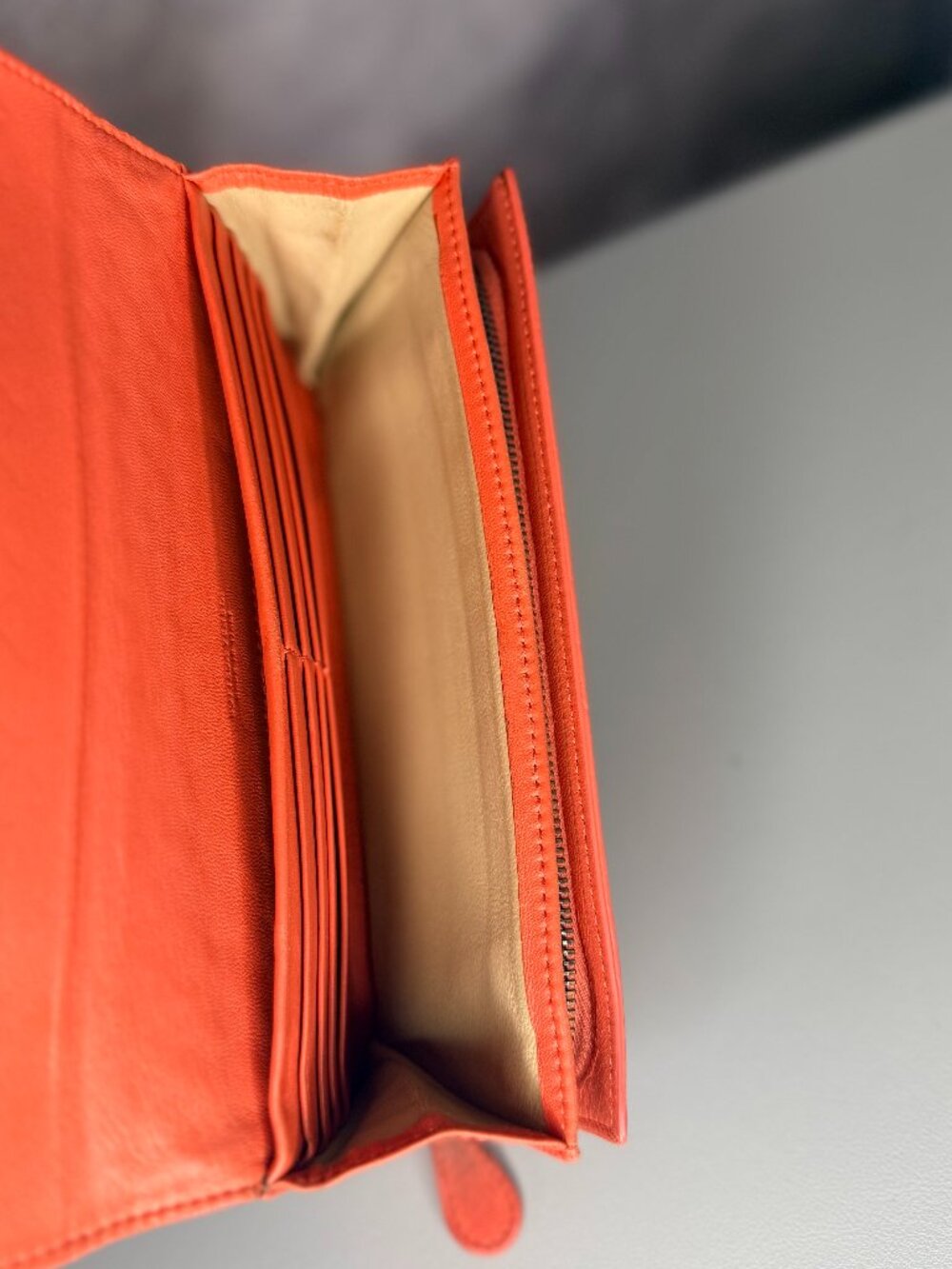 PROJECT Bottega Venetta Intrecciato Coral Leather Long Wallet - Picture 5 of 11